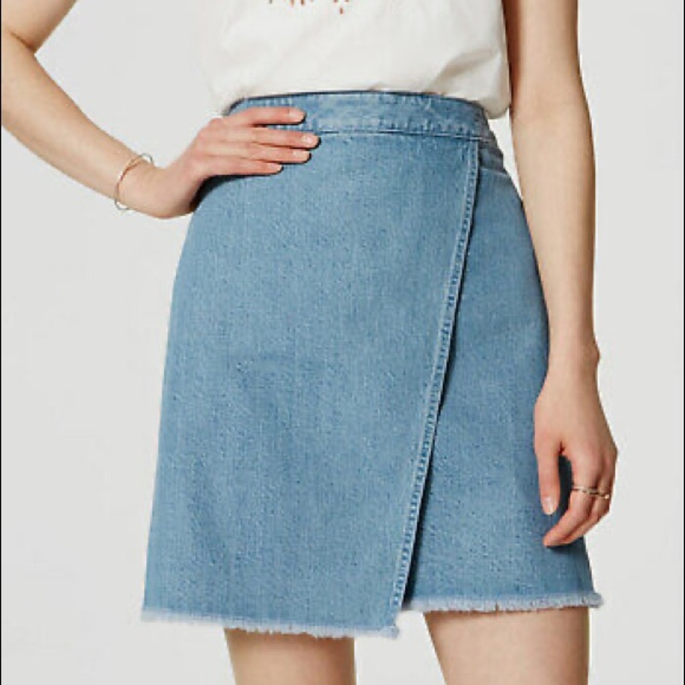 ANN TAYLOR LOFT | Blue Denim Wrap Skirt